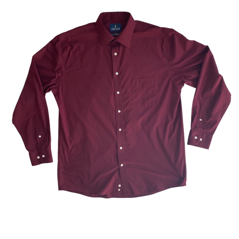 Stafford Tailored Culture Travel Easy-care Broadcloth Shirts Men's Sz 16.5/34-35